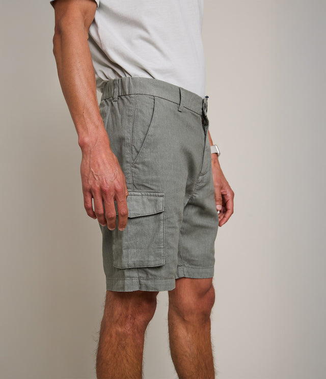 Bermuda Hombre Lino Algodón Gili Verde