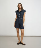 Bermuda Mujer Lino Milan Azul Marino