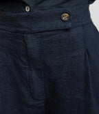 Bermuda Mujer Lino Milan Azul Marino