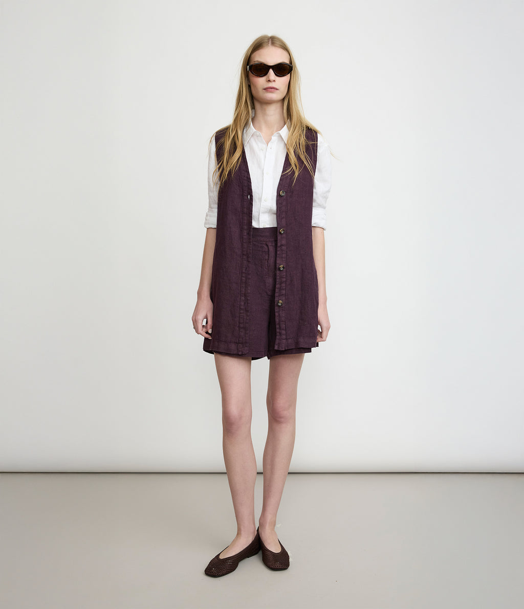 Bermuda Mujer Lino Milan Morado
