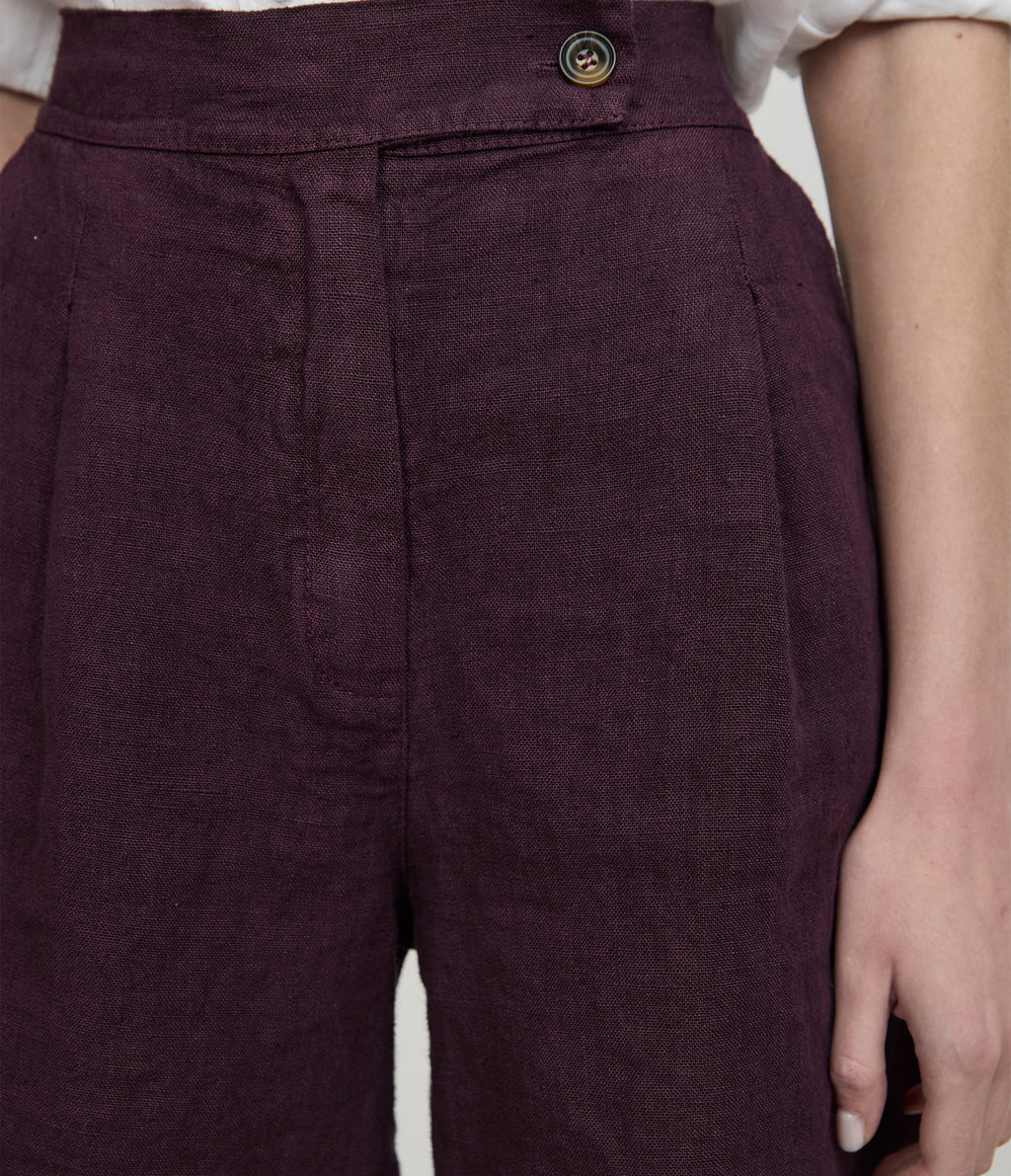 Bermuda Mujer Lino Milan Morado
