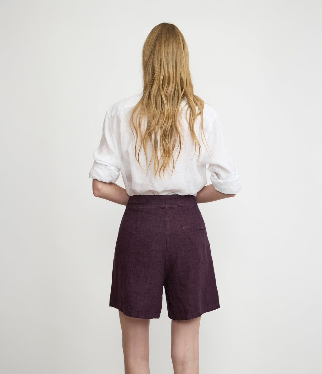 Bermuda Mujer Lino Milan Morado