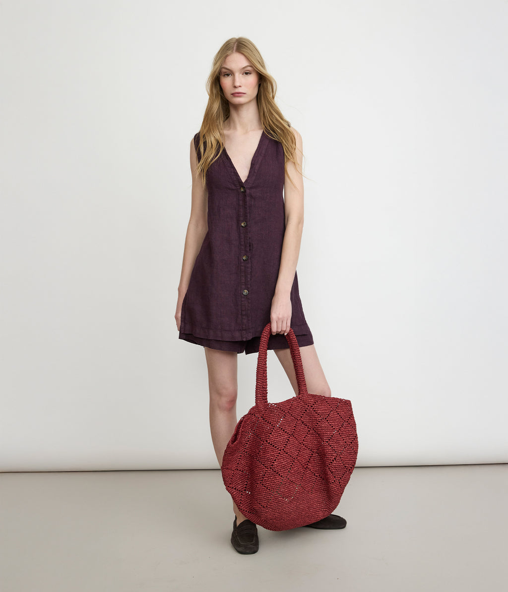 Bermuda Mujer Lino Milan Morado