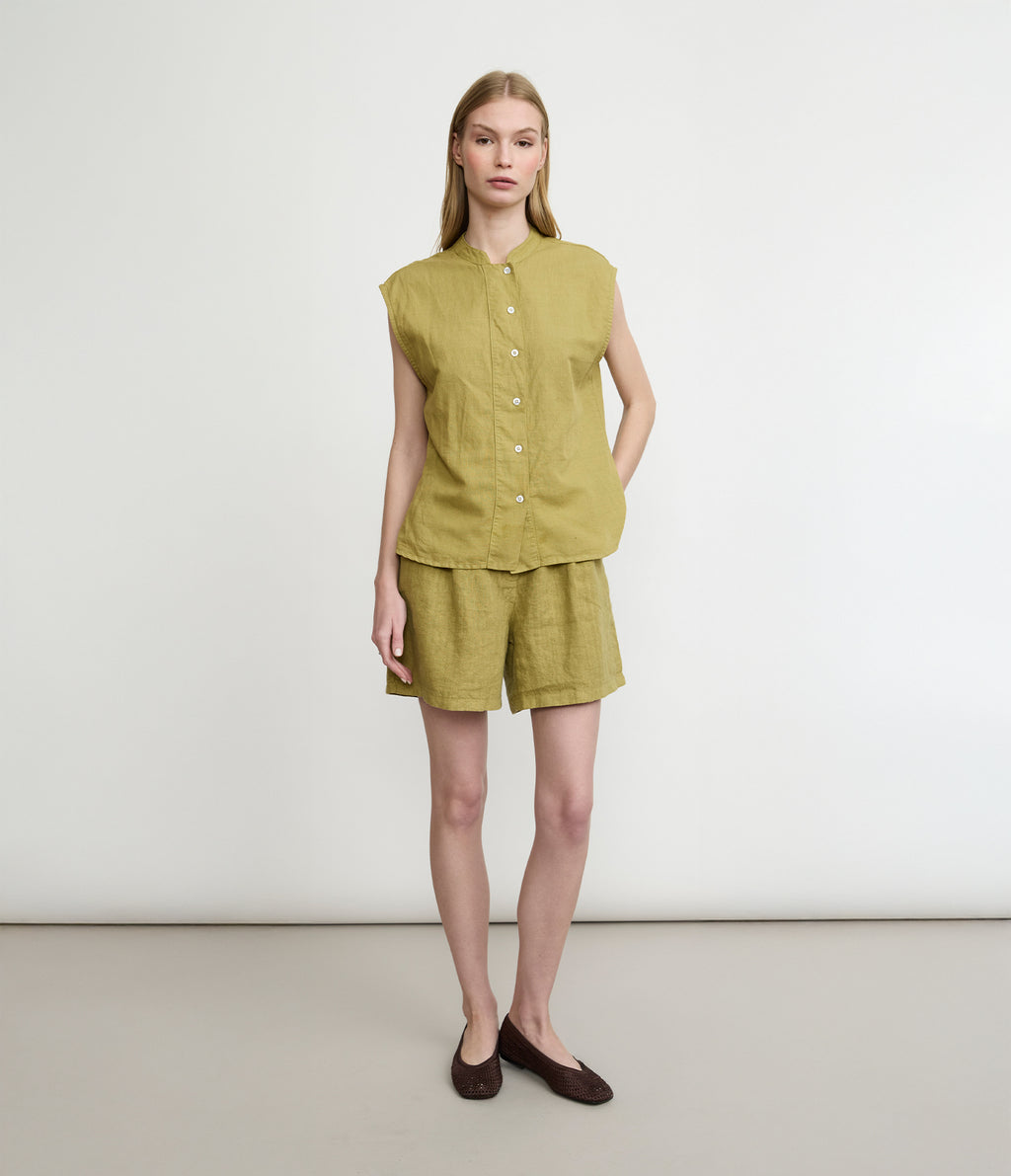 Bermuda Mujer Lino Milan Pistacho