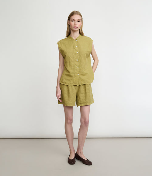 Bermuda Mujer Lino Milan Pistacho