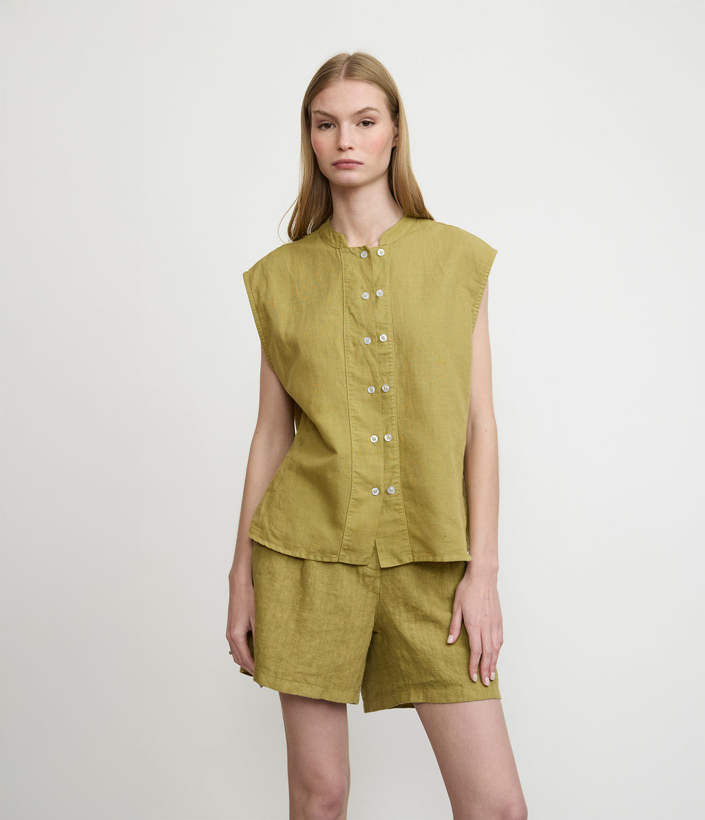 Bermuda Mujer Lino Milan Pistacho