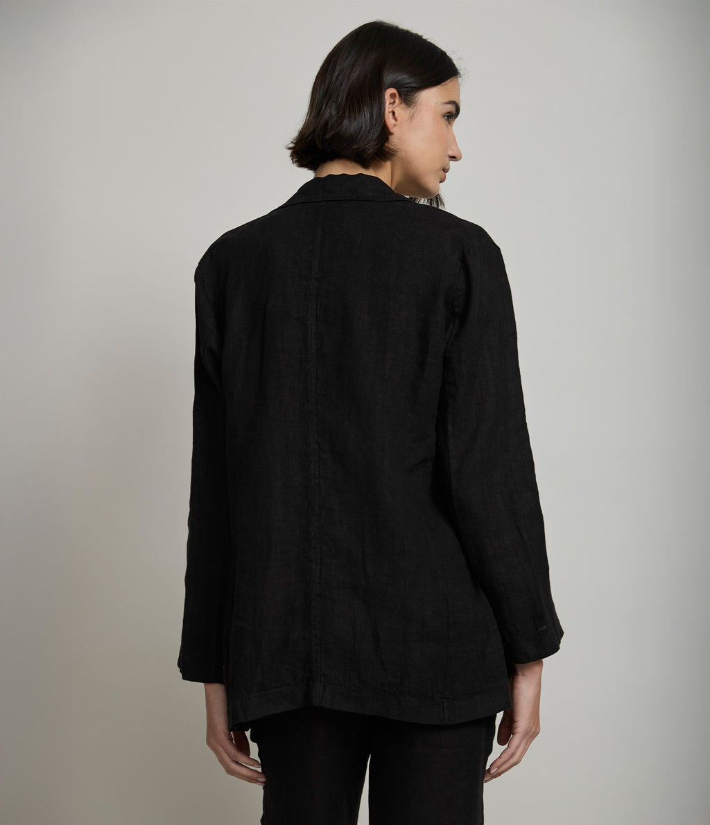 Blazer Mujer 100% Lino italiano Fiore Lino Negro