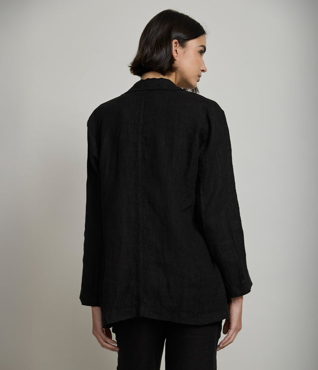 Blazer Mujer 100% Lino italiano Fiore Lino Negro