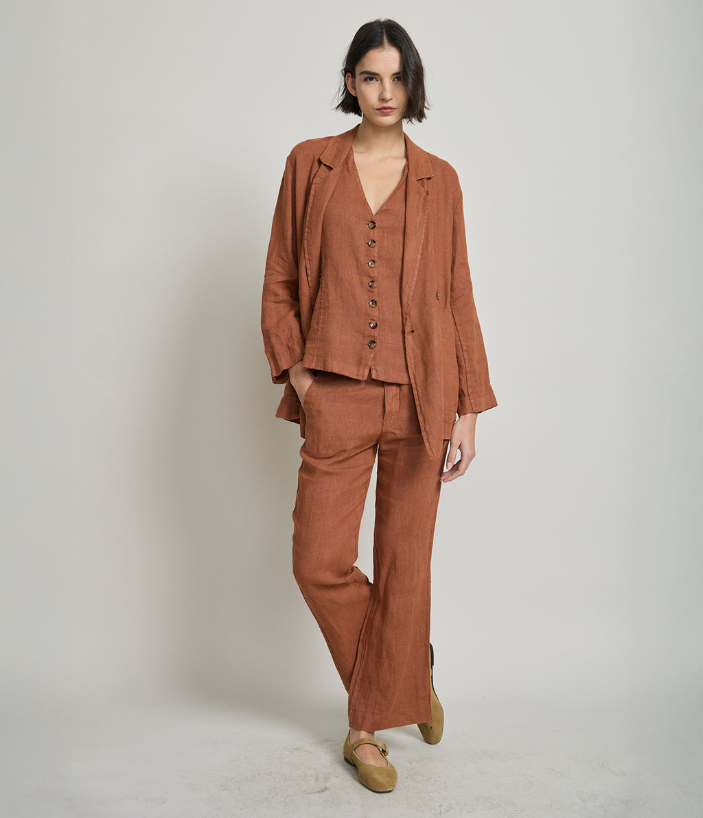 Blazer Mujer 100% Lino italiano Fiore Terracota