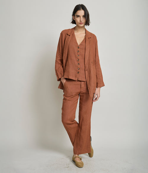 Blazer Mujer 100% Lino italiano Fiore Terracota