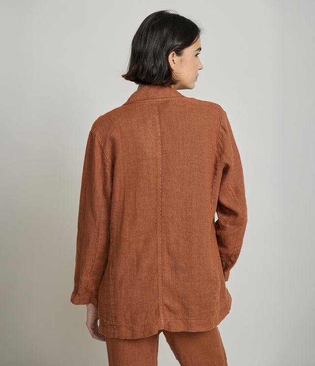 Blazer Mujer 100% Lino italiano Fiore Terracota