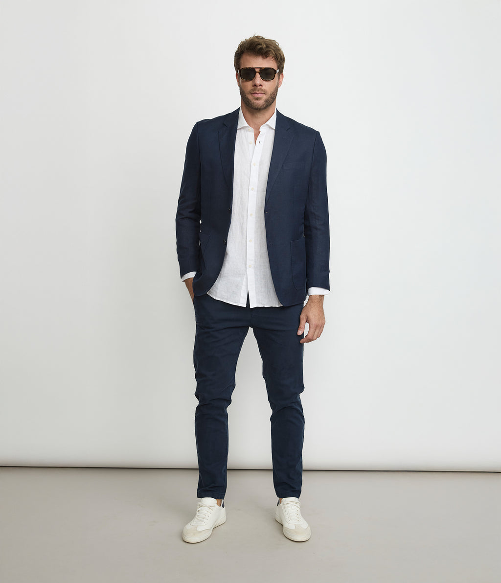 Blazer Hombre Lino Azul Marino