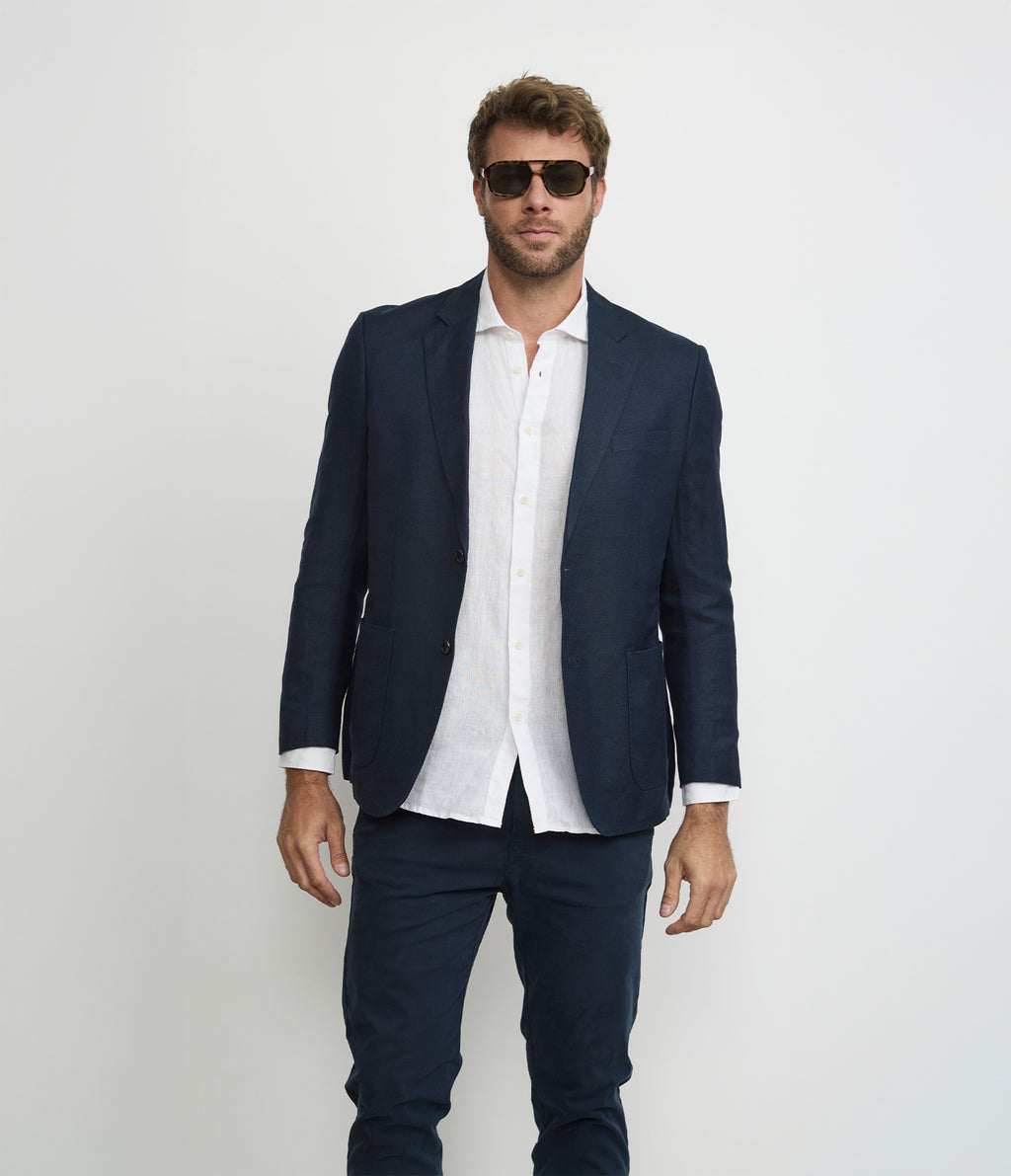 Blazer Hombre Lino Azul Marino