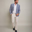 Blazer Hombre 100% Lino Azul Melange