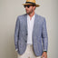 Blazer Hombre 100% Lino Azul Melange