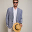 Blazer Hombre 100% Lino Azul Melange