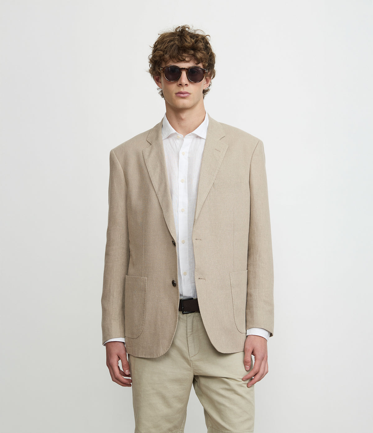 Blazer Hombre Lino Café