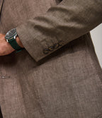 Blazer Hombre 100% Lino Café Tabaco