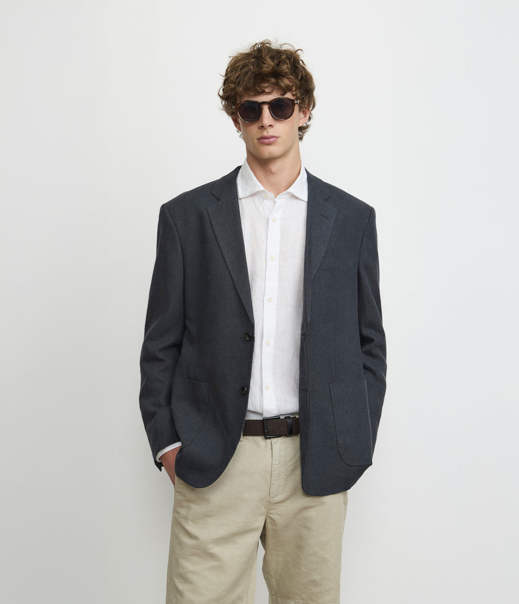 Blazer Hombre Lino Gris Marengo