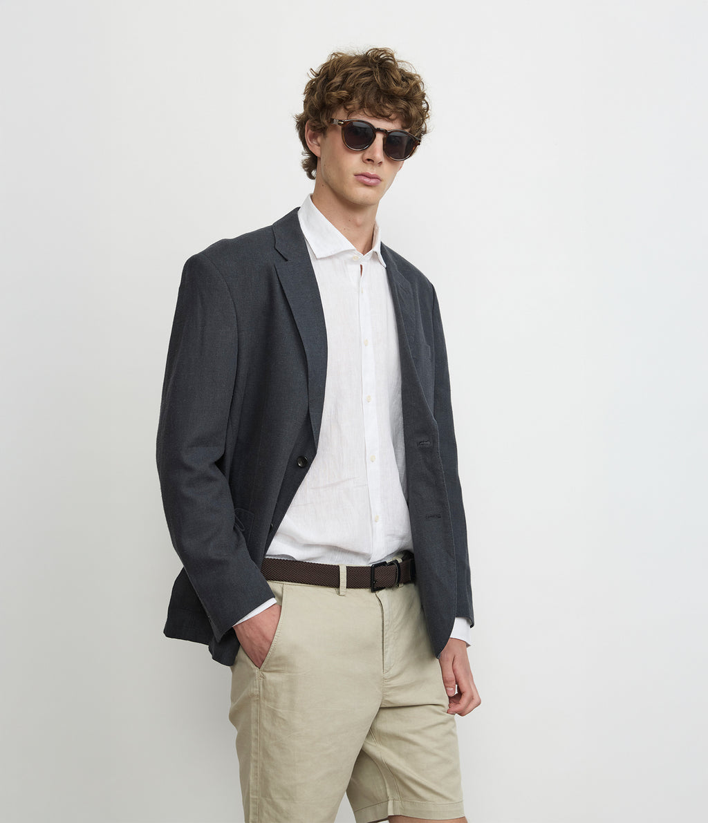 Blazer Hombre Lino Gris Marengo