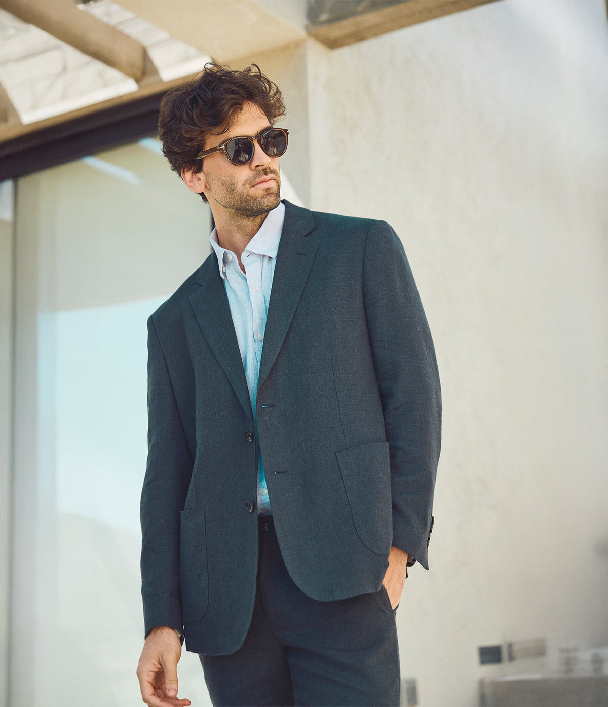 Blazer Hombre Lino Gris Marengo Sam