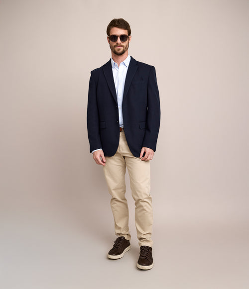 Blazer Hombre Punto Algodón Azul Marino