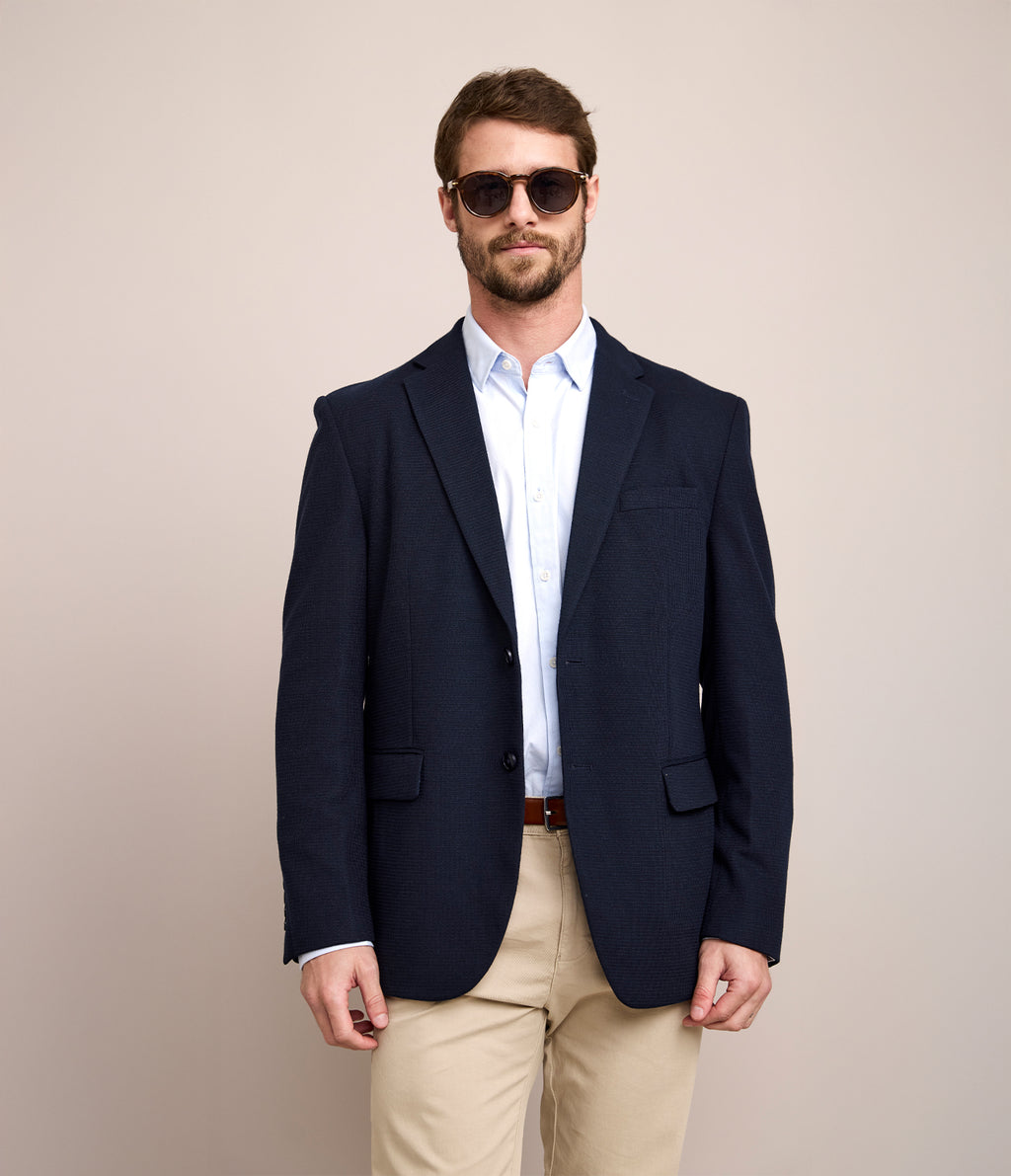 Blazer Hombre Punto Algodón Azul Marino