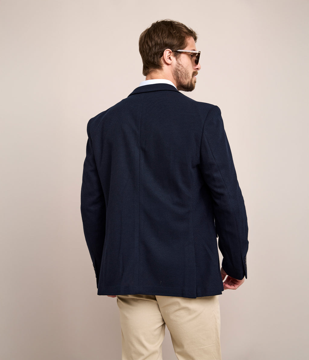 Blazer Hombre Punto Algodón Azul Marino