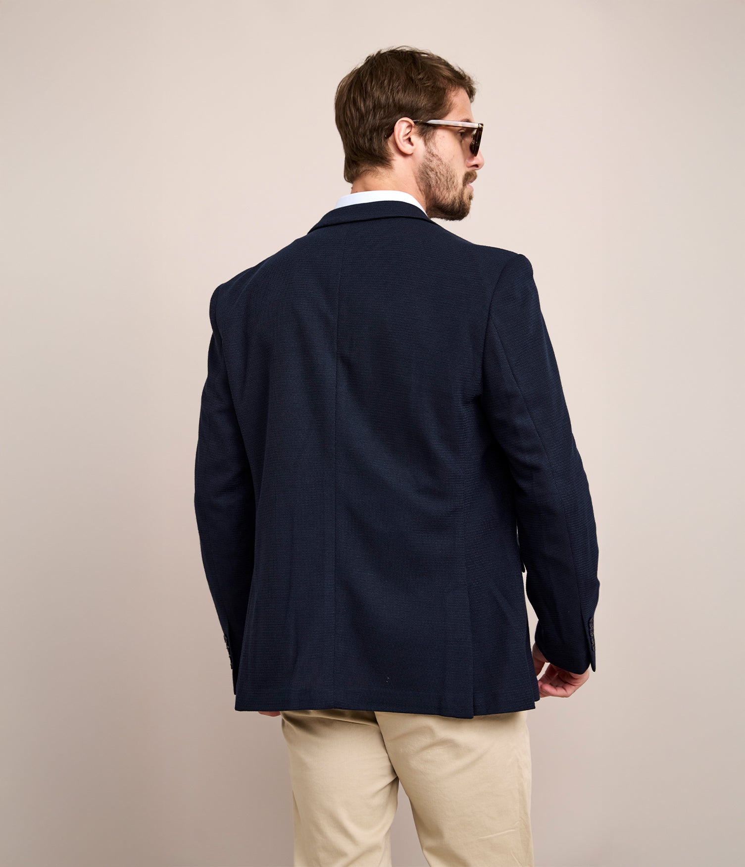 Blazer Hombre Punto Algodón Azul Marino