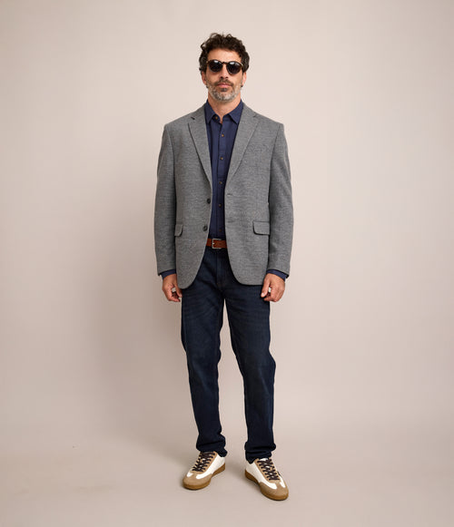 Blazer Hombre Punto Algodón Gris Marengo