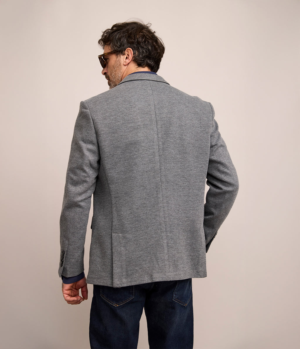 Blazer Hombre Punto Algodón Gris Marengo