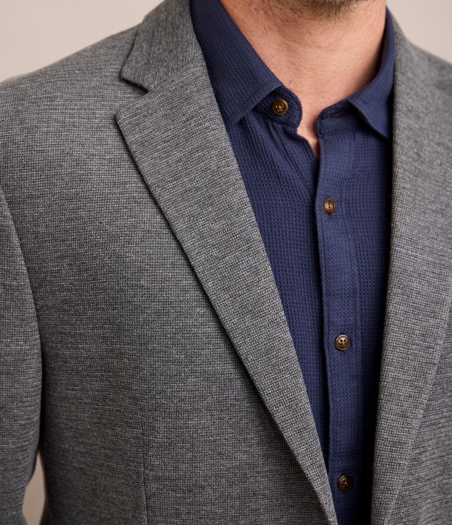 Blazer Hombre Punto Algodón Gris Marengo