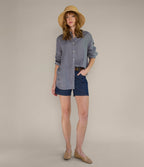 Blusa Mujer Lino Viscosa Ambar Gris Azulado