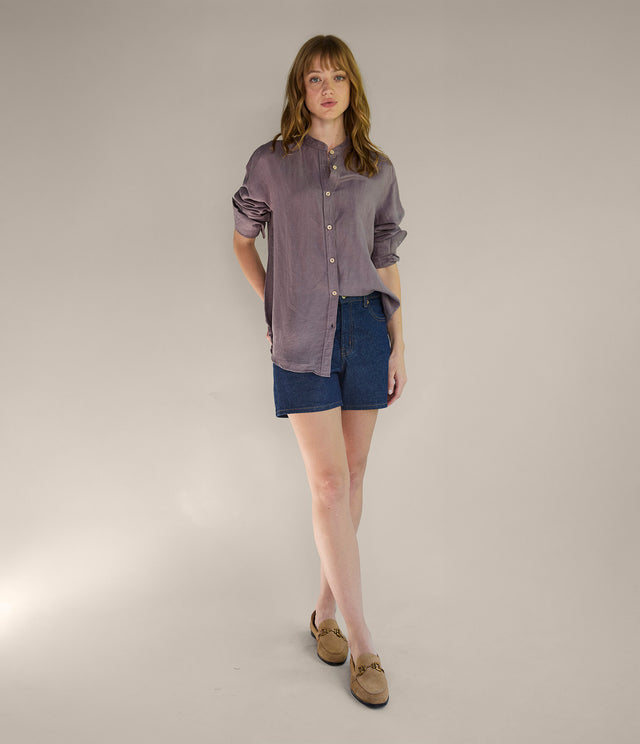 Blusa Mujer Lino Viscosa Ambar Gris