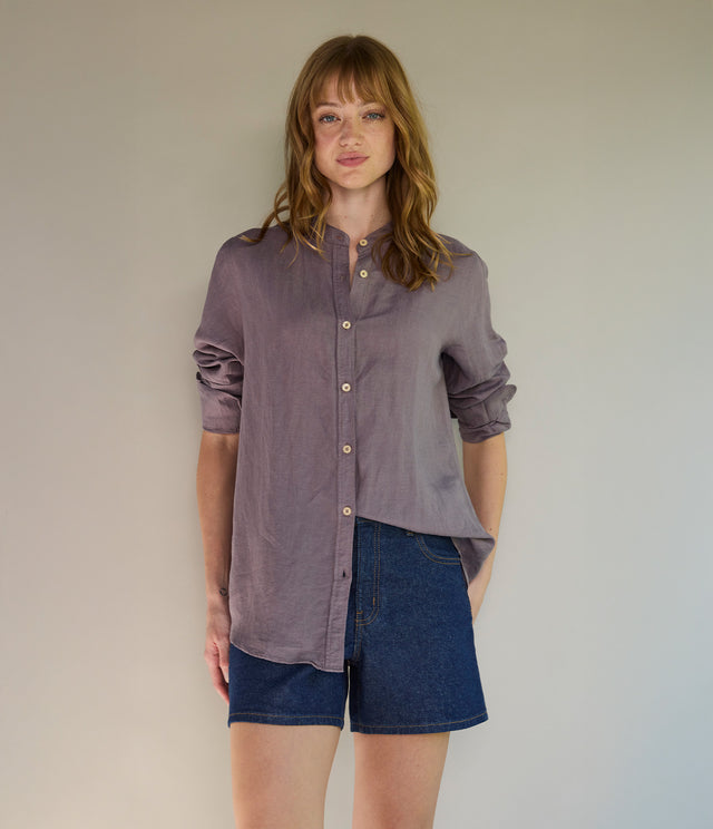 Blusa Mujer Lino Viscosa Ambar Gris