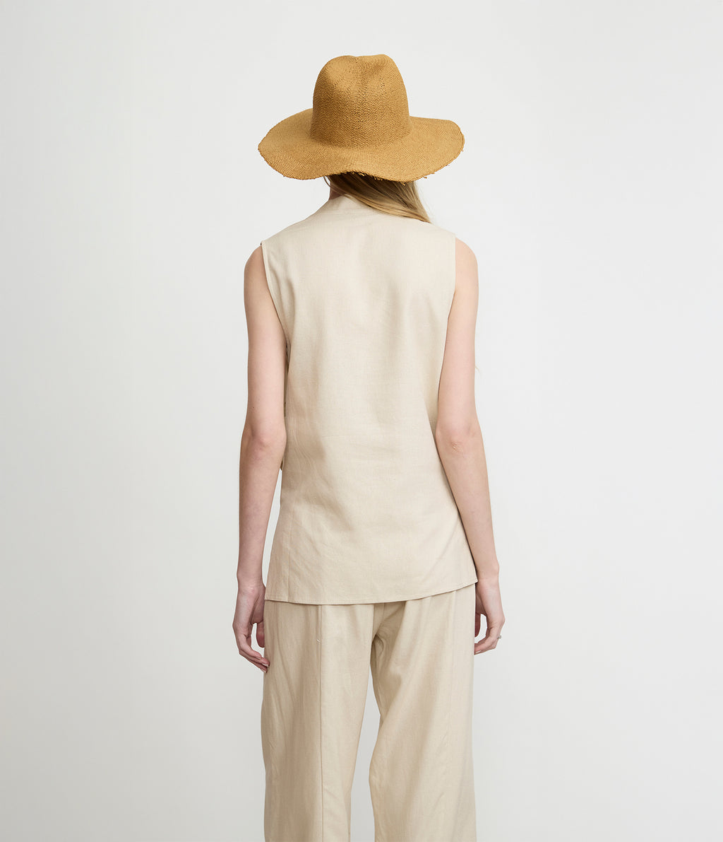 Blusa Mujer Lino Cruzada Verona Beige