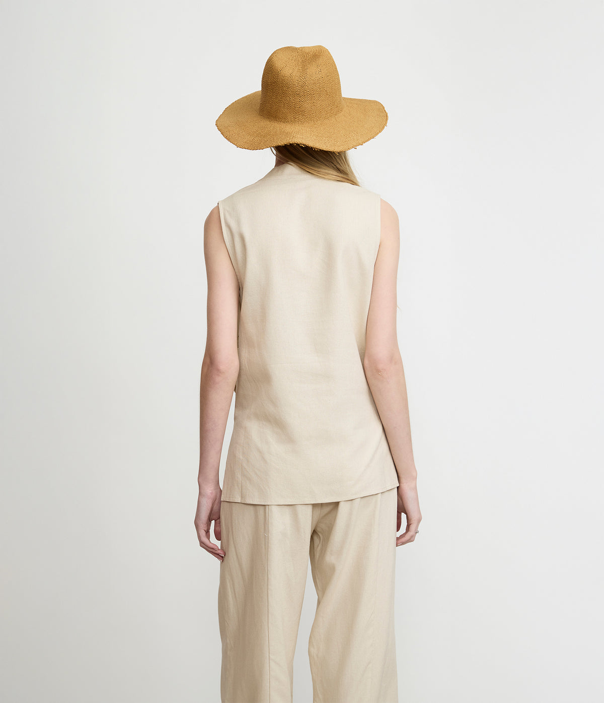 Blusa Mujer Lino Cruzada Verona Beige