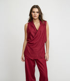 Blusa Mujer Lino Cruzada Verona Burdeo