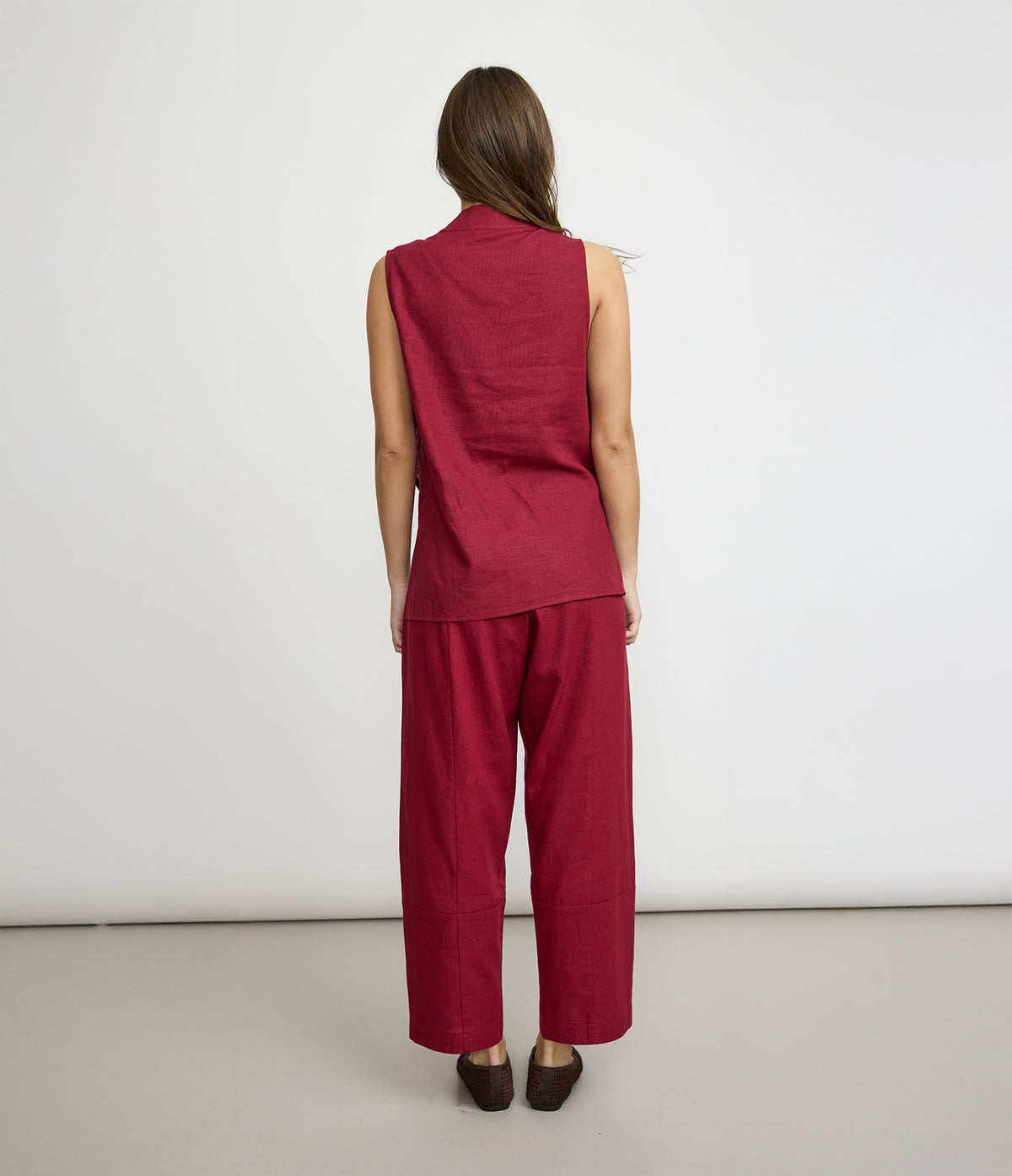 Blusa Mujer Lino Cruzada Verona Burdeo