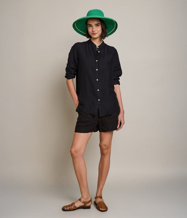 Blusa Mujer Lino Viscosa Ambar Negro