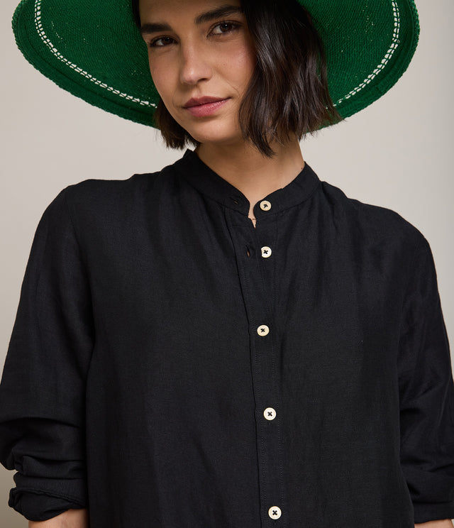 Blusa Mujer Lino Viscosa Ambar Negro