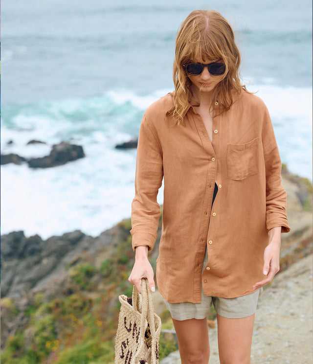 Blusa Mujer Lino Daria Camel