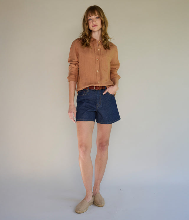 Blusa Mujer Lino Daria Camel
