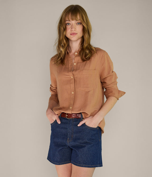 Blusa Mujer Lino Daria Camel