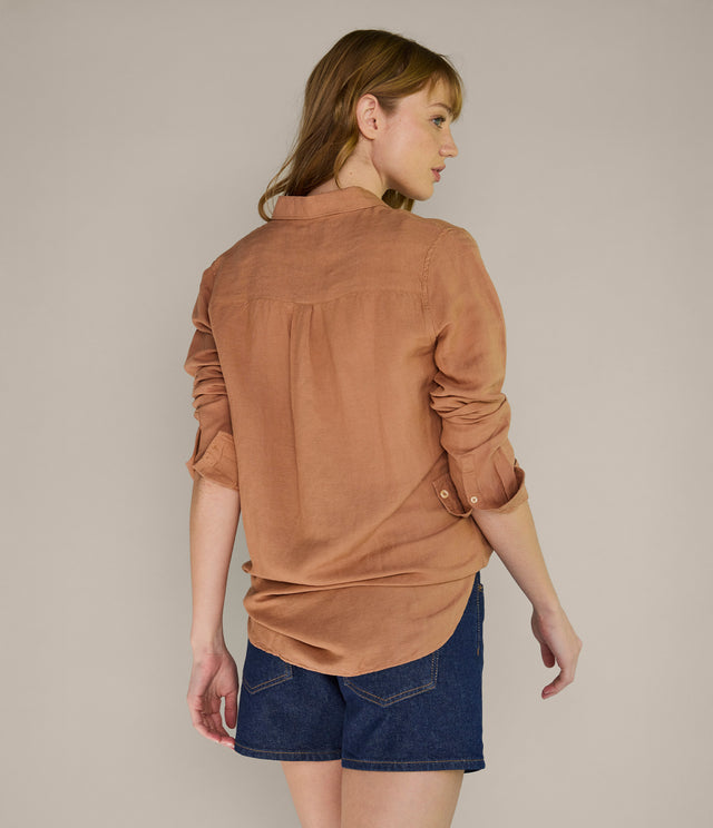 Blusa Mujer Lino Daria Camel