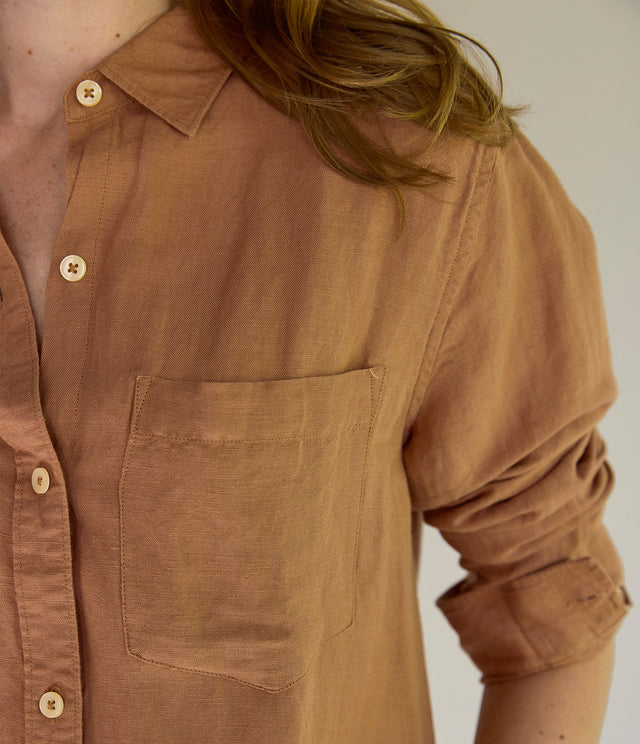 Blusa Mujer Lino Daria Camel