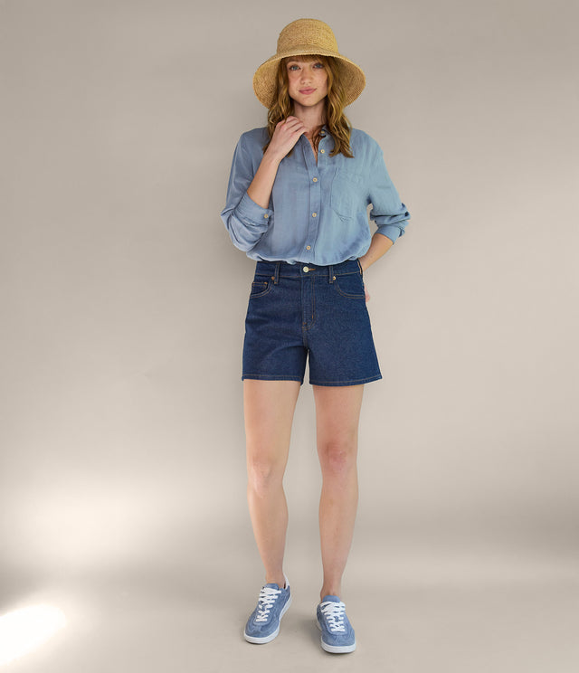 Blusa Mujer Lino Daria Celeste