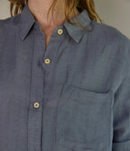 Blusa Mujer Lino Daria Gris Azulado