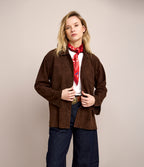 Sobrecamisa Mujer 100% Cuero Gamuza Café