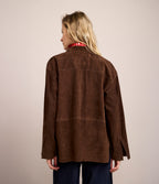 Sobrecamisa Mujer 100% Cuero Gamuza Café